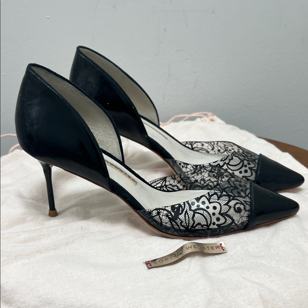 Sophia Webster Black Lace Patterned Heels